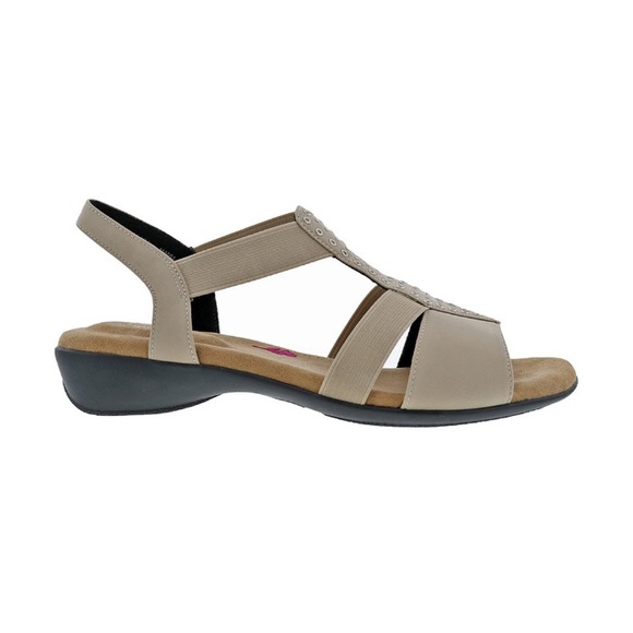 Ros Hommerson Taupe Miriam Sandals Women’s Size 8 Wide T-Strap Elegant NEW - Picture 4 of 9